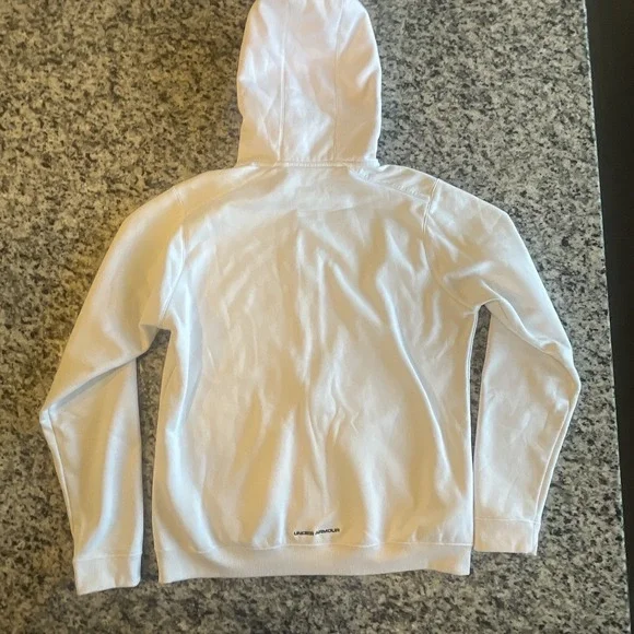 Under Armor Adults White Pink XL Full Zip Hoodie Longsleeves Solid Logo Jacket‎ - Picture 9 of 10